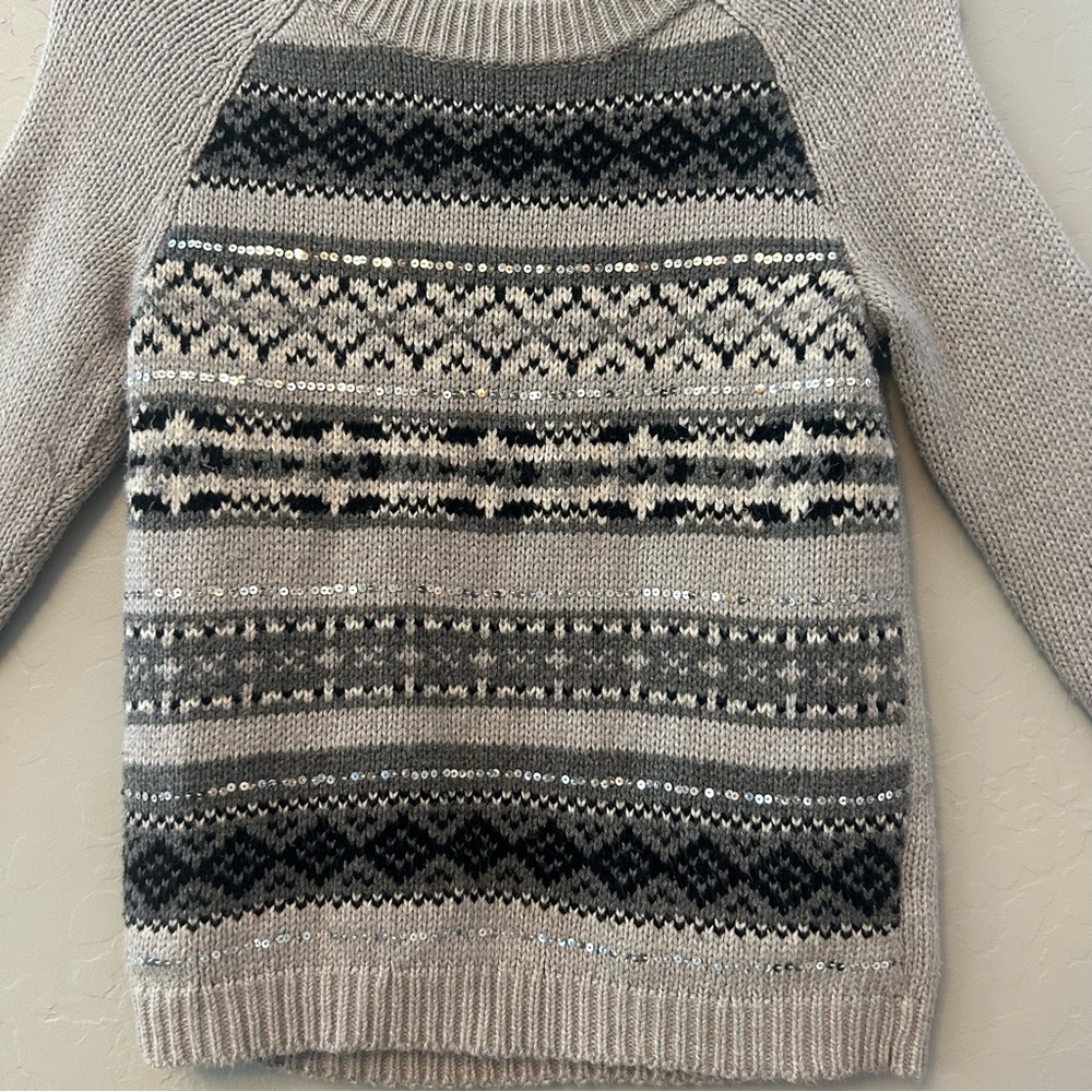 Old Navy womens gray fair isle crewneck knit sweater with sequins size small - Picture 4 of 16